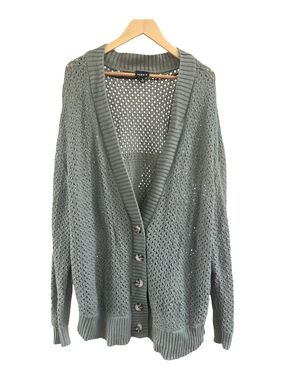 Torrid Womens Open Stitch Cardigan Sweater Plus Size 2X 2 Sage Green Boho